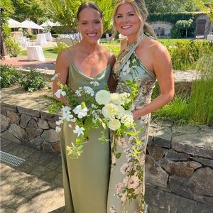 REFORMATION artichoke bridesmaid dress. HEMMED - 5’4 with 3 inch heels